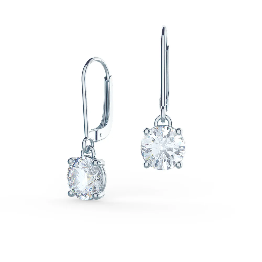 Ritzin Certified Lab Grown Diamond Dangle Earrings For Women in 14k Solid Gold Factory Price 2ct 3ct Round Brilliant Lab Diamond