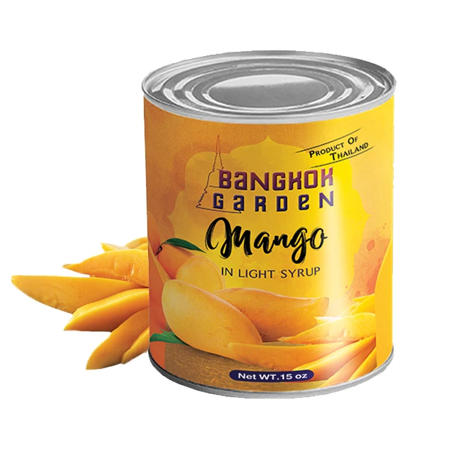 Premium Thai Fresh Fruit - Canned Mango Slices 15oz with Light Syrup and High Quality from Thailand Factory