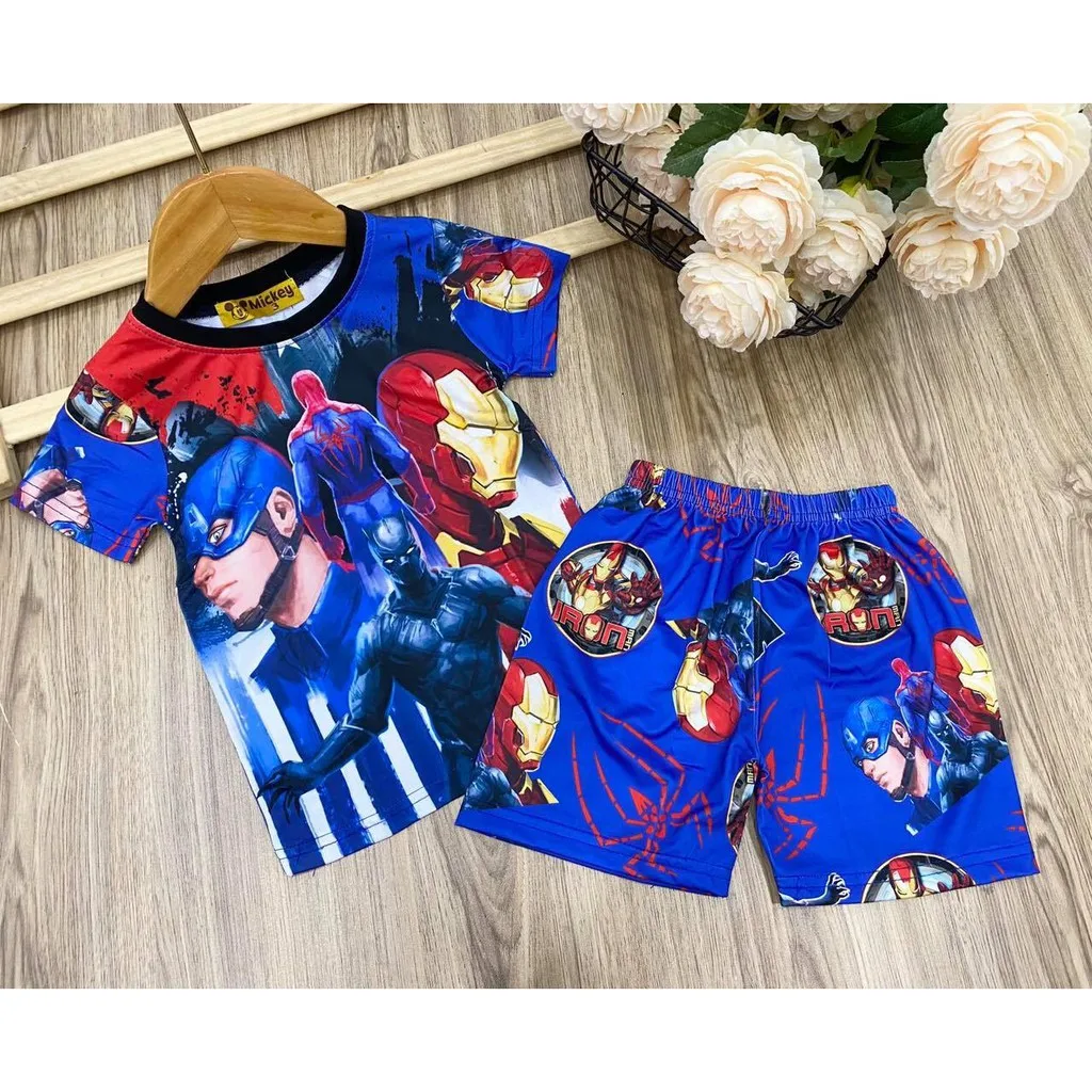 Комплекты одежды для мальчиков высокого качества из полиэстера с 3D рисунком мультфильма оптовая продажа детской простая одежда размер на заказ