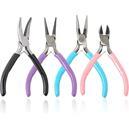 Jewelry Making Slimline Round Flat Long Nose Pliers 5 Pcs Jewelery Making Pliers Set Stainless Steel Pliers Hand Tools