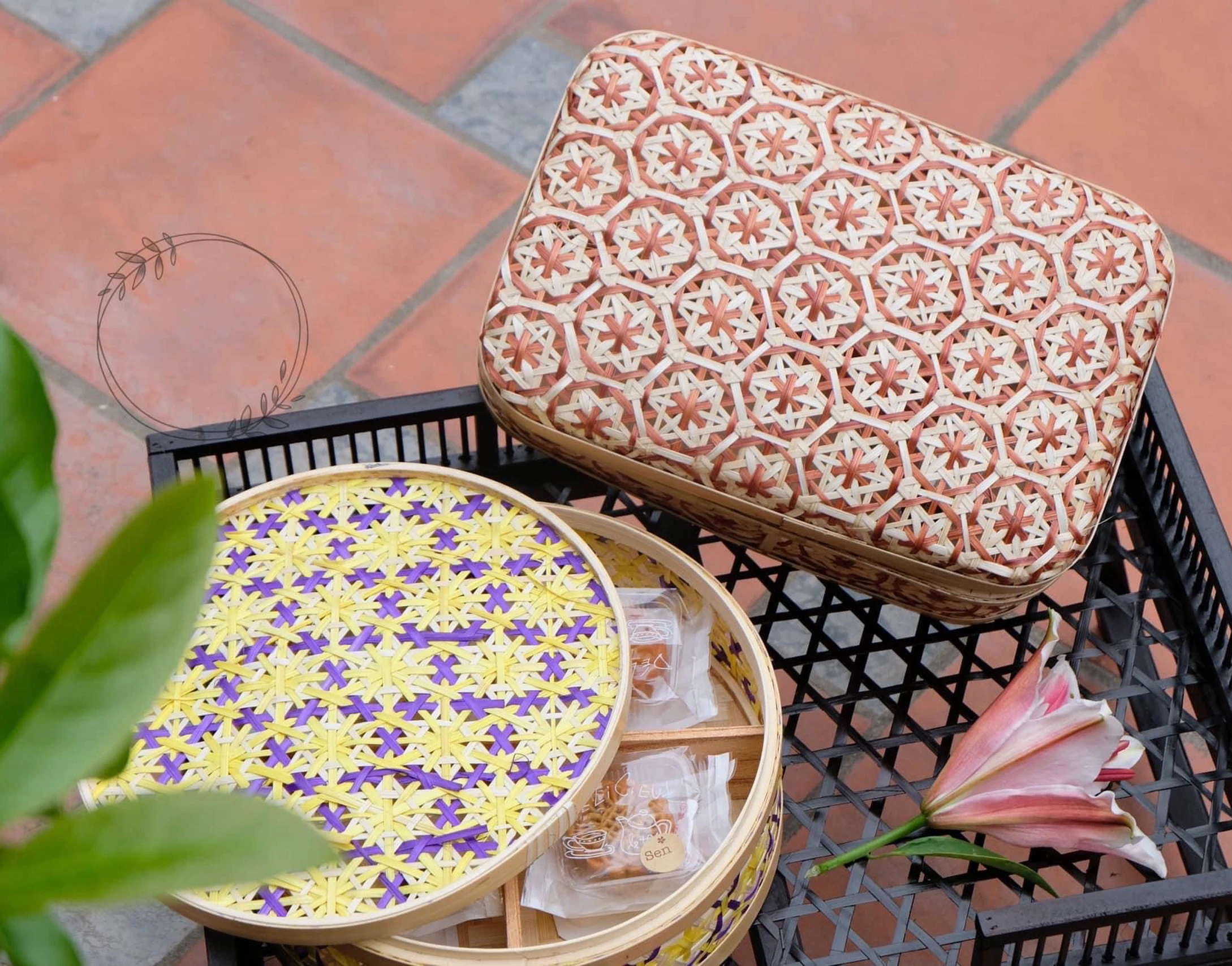 Eco-friendly Bamboo Basket Lunch Box Kitchen Storage Home Decor Thailand style