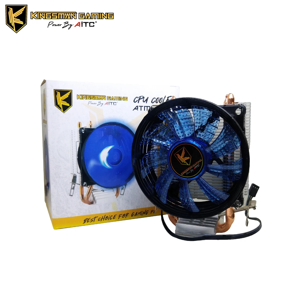 aluminum heatsink CPU cooler with 2 cooper Heatpipes and  blue led light