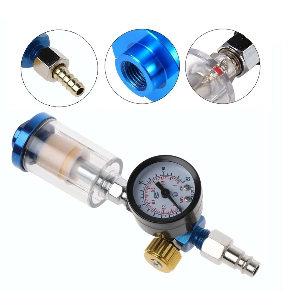 Spray Gun Air Regulator Gauge + In-line Water Trap Filter + JP/EU/US Adapter Pneumatic Tools Accessories For Airbrush