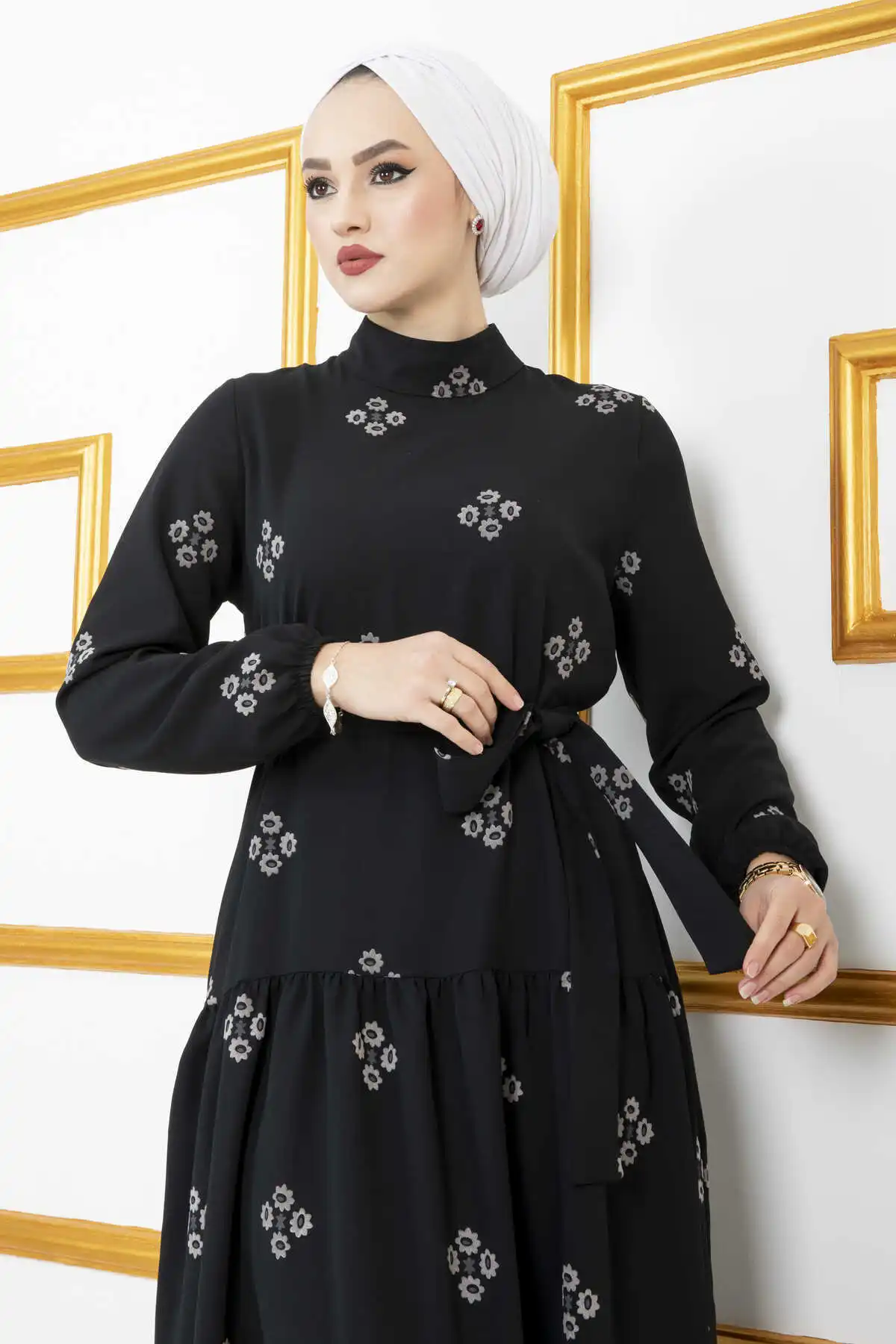 Waist Belted Veiling Dress Islamic Clothing Turkish Dresses Modest Fashion Abaya Tunic Hijab Modest Dress