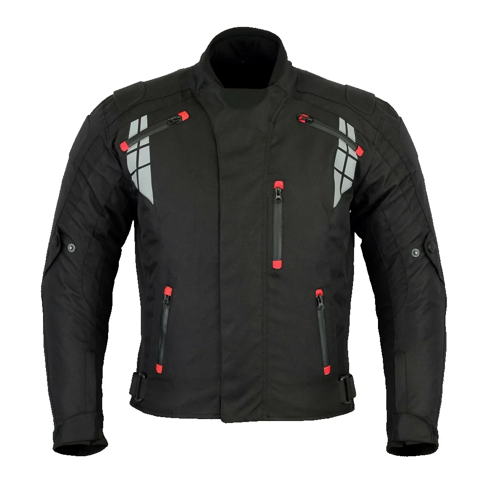Cardura motorbike jackets Made with High Quality 600D Cardura. Complete CE Approved Body Armor in Back, Elbows & Shoulders.