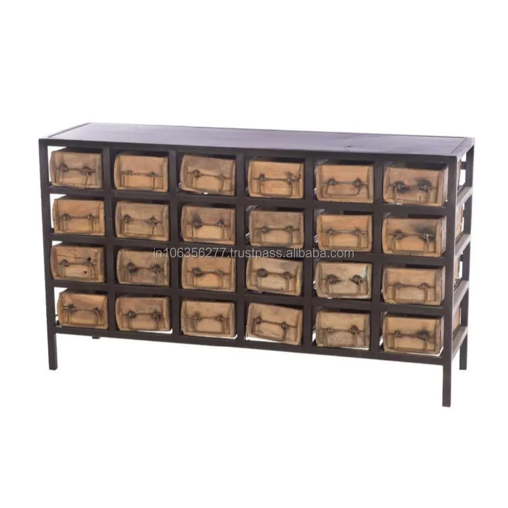 modern luxury vintage antique royal living room wooden brick shelf mould rack distressed storage cabinet chest of 24 drawers