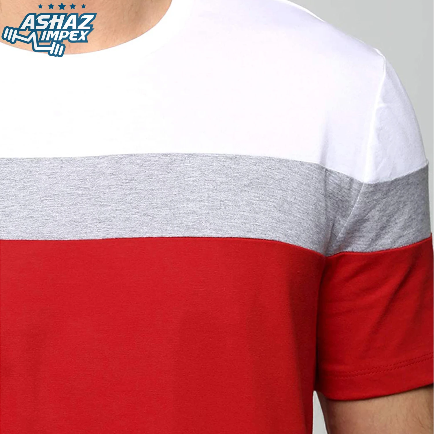 New Arrival Summer Fashion Sport Stylish Short Sleeve Round Collar Striped Color Block T Shirt For Men Fashion Daily Activities