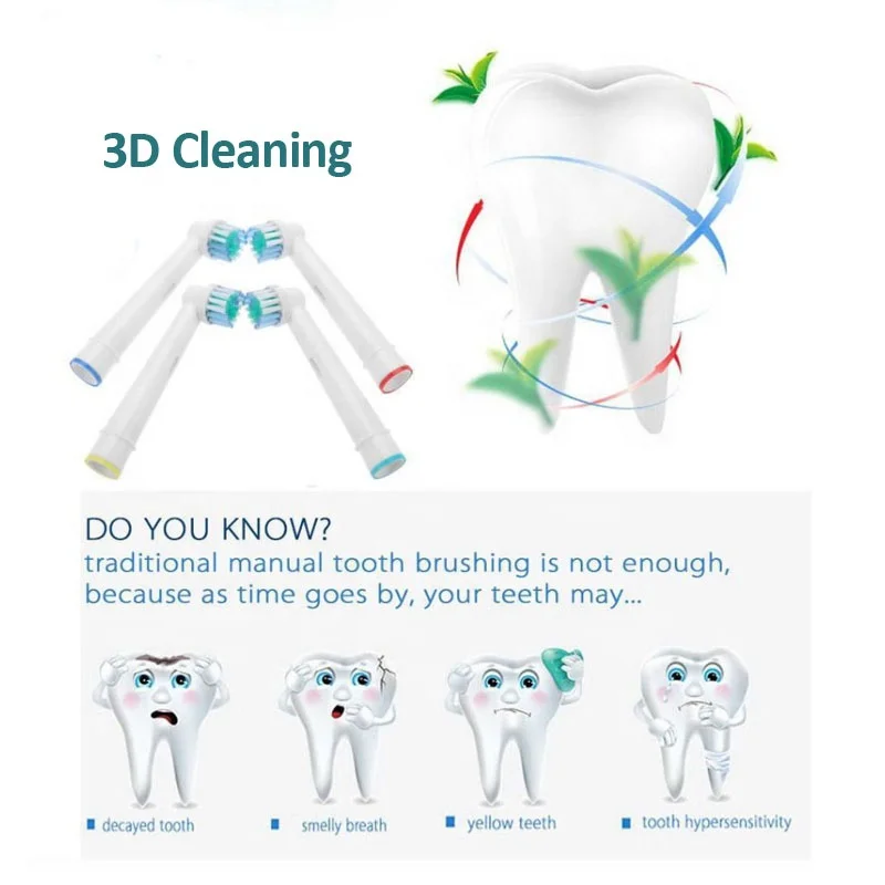 
In Stock 4pcs Oral Electric Replaceable Toothbrush Head Tooth Brush Removable Vibrator Teeth Brush Head SB-17A Replacement B 