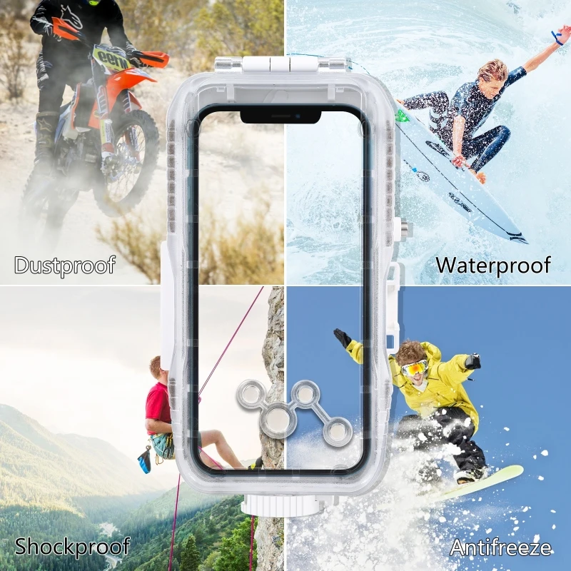 40m/130ft Waterproof Diving Case for iPhone 12 Pro Max, Photo Video Taking Underwater Housing Cover