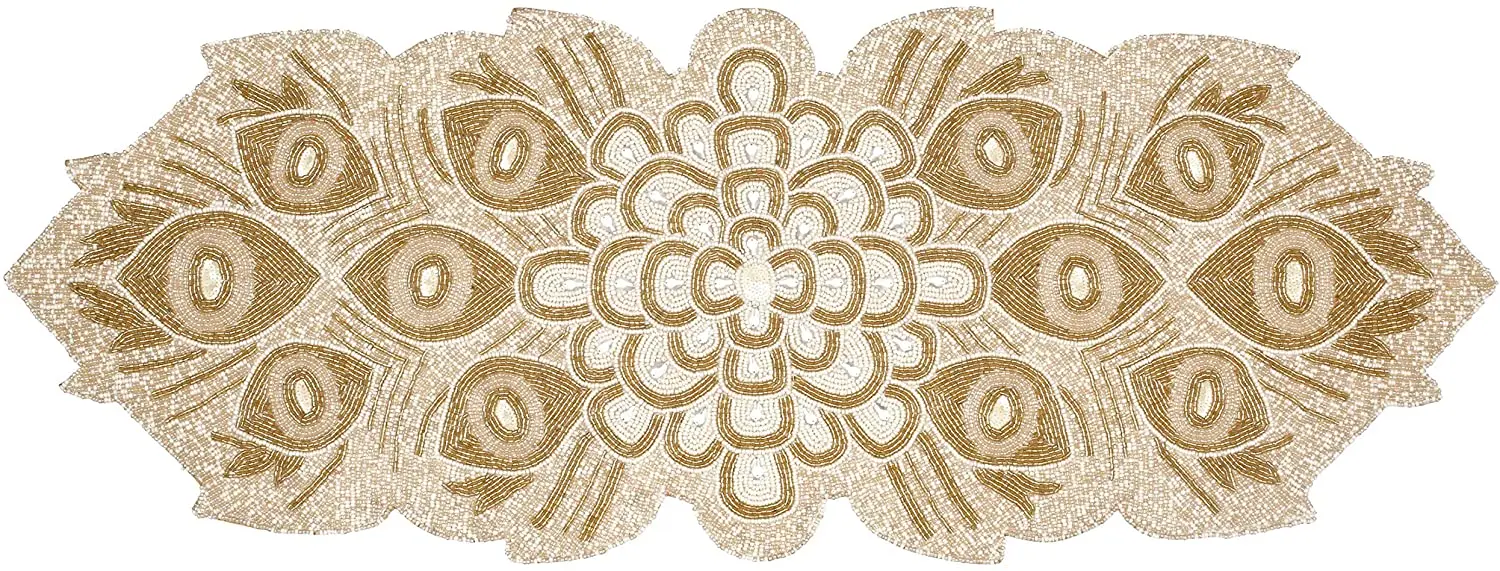 Beaded Table Runner Place Mat for Dining Table Decoration Farmhouse Decor Bridle Baby Shower