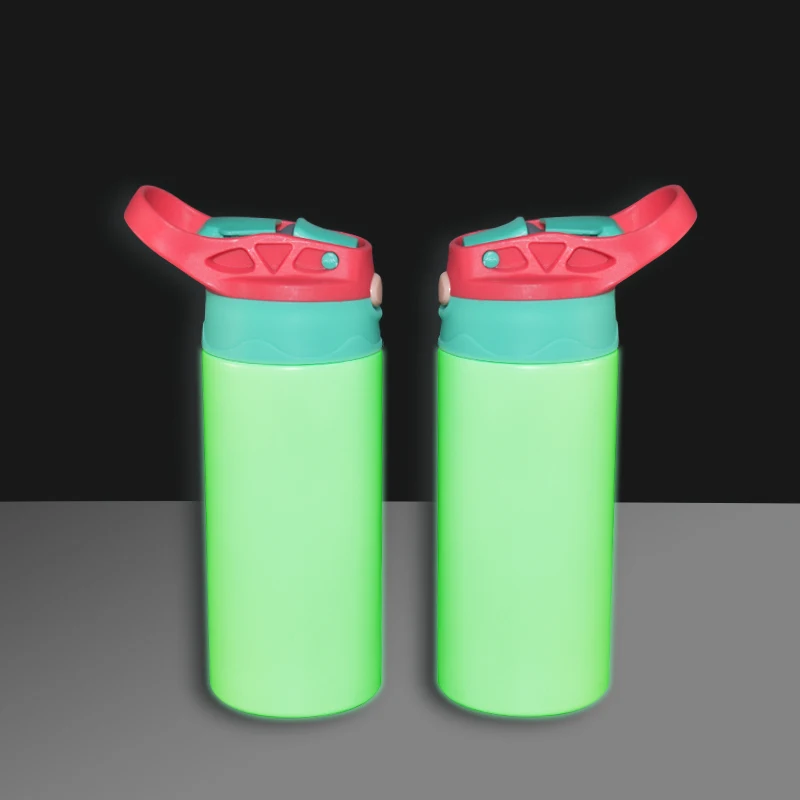 2021 new design sublimation blanks kids tumbler straight UV changing color glow in the dark 12oz kids water bottle