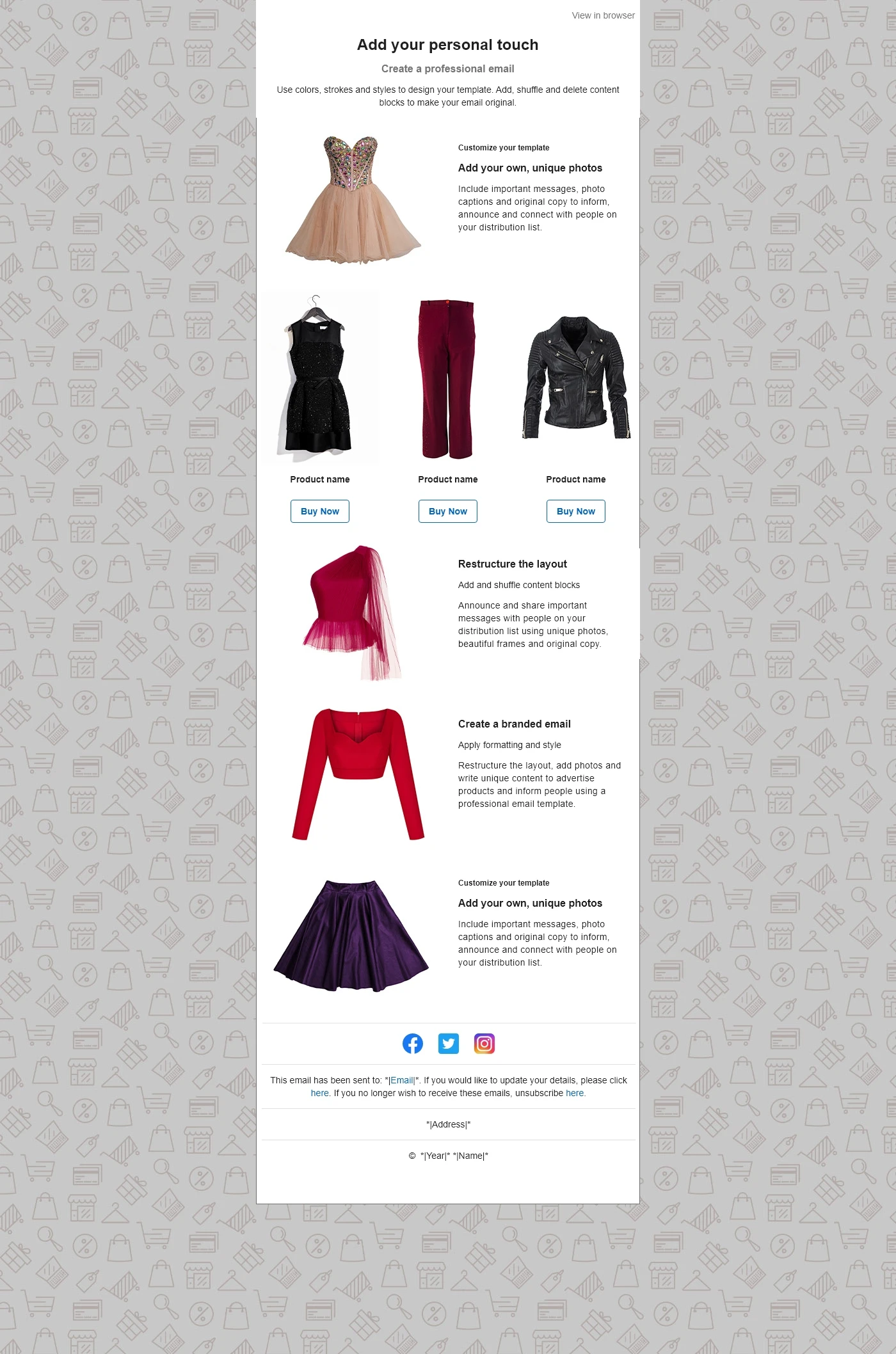 
Trepup Fashion & Beauty-R09405 HTML Email Template with Designer Background (Coin Grey) 