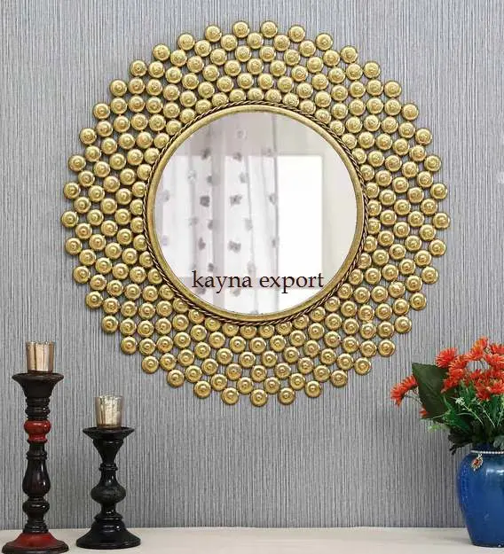 luxury gold platted metal wall mirror