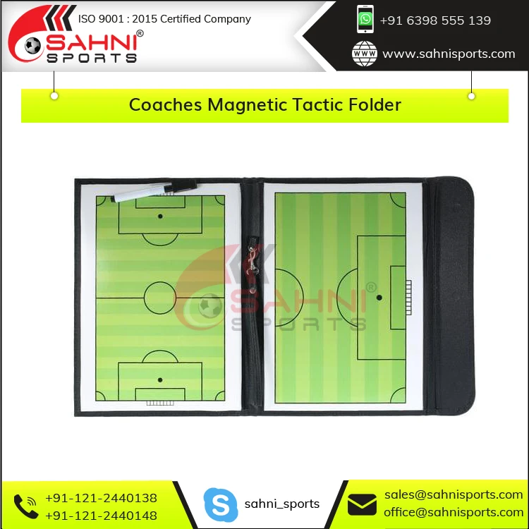 Coaches Magnetic Tactic Folder 53 x 31 Cm (When Open) with Small Carry Handle for Soccer, Football, Rugby, Volleyball