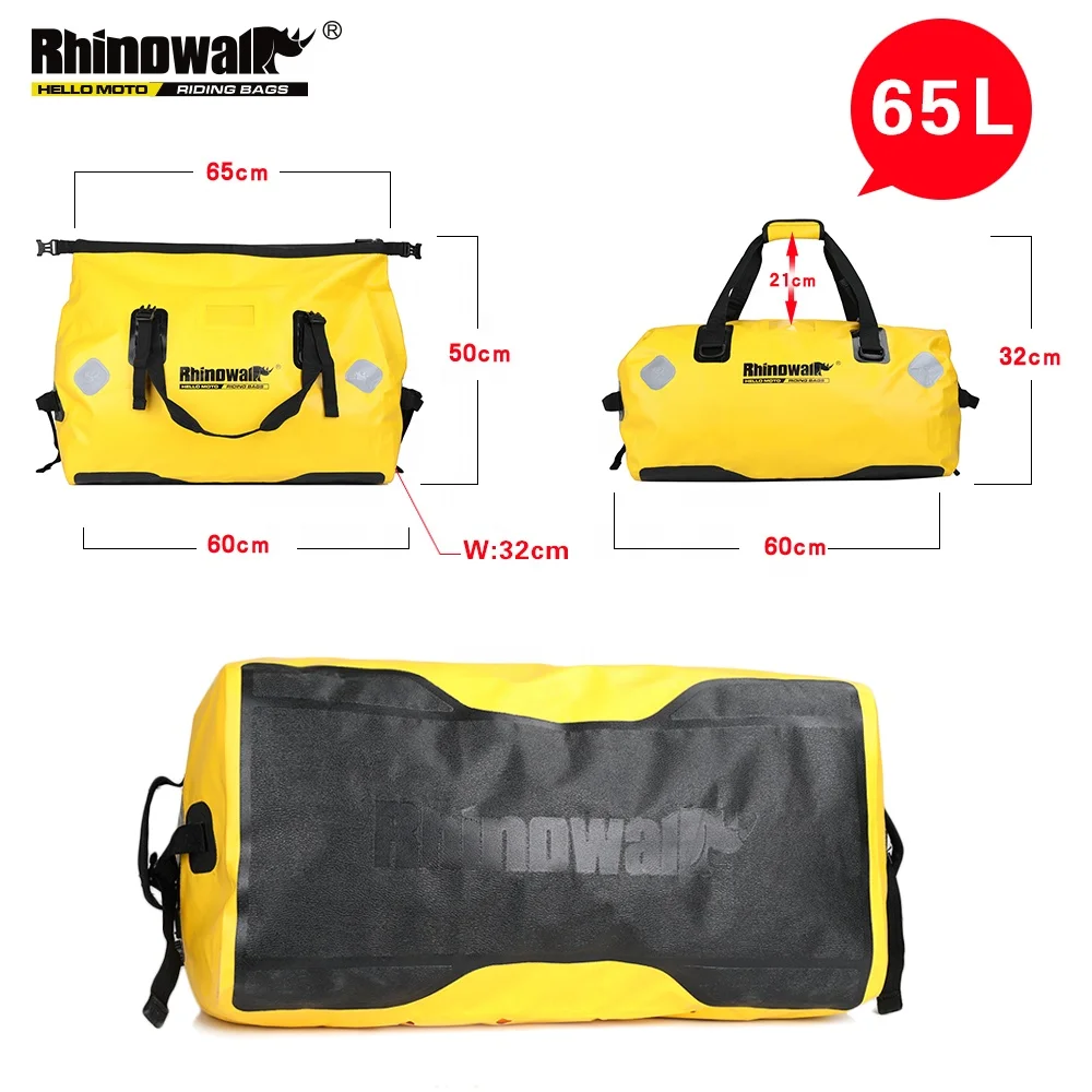 Rhinowalk 65L Waterproof Motorcycle Bag Tank Motorbike Tank Motorbike Duffle Rear Bag saddle duffel tail bag for motorcycle