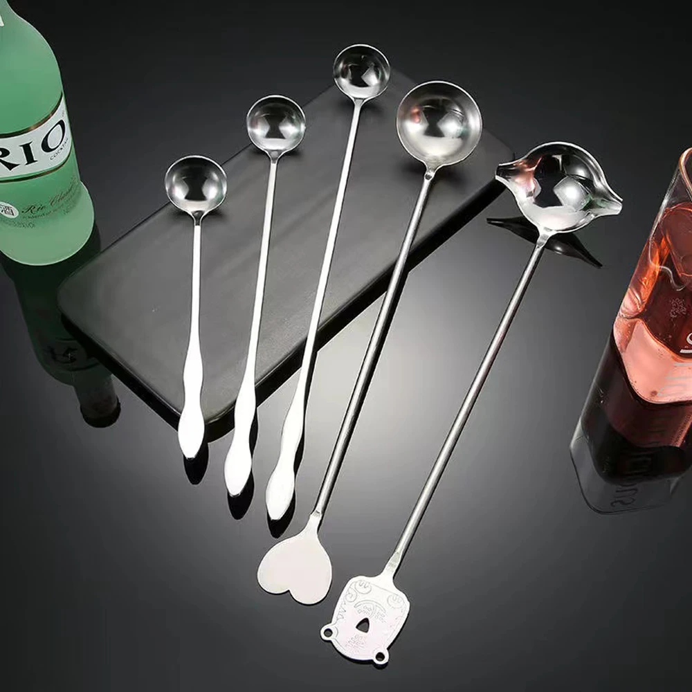 304 stainless steel food-grade elongated spoon personalized pattern design can be customized LOGO