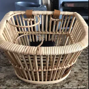 Eco-friendly Rattan front bicycle basket, bike basket with cup holder