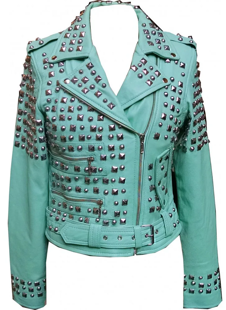 Custom Style Jackets Fashioned Spike Stud Chains Rivets Stage Suits Jacket Multi Zipper Pocket Long Coats