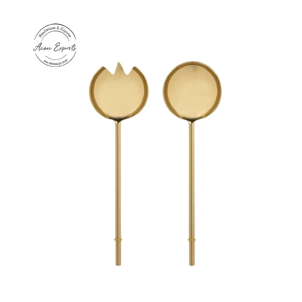 Manufacturer Small Size Matte Finished Brass Serving Set Customized Designed For As Tongs To Serve Salad Royal Flatware