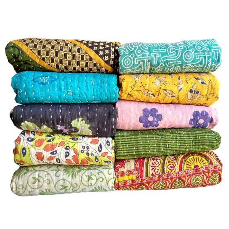 Wholesale Lot Of Indian Vintage Kantha Quilt Handmade Throw Reversible Blanket Bedspread Cotton Fabric BOHEMIAN quilt