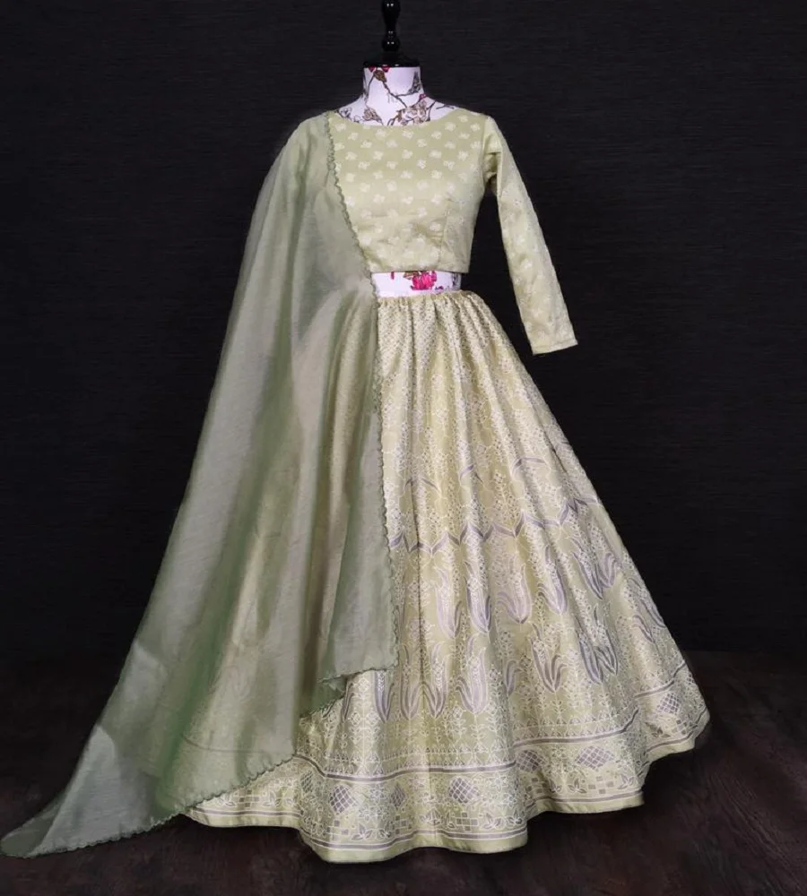 Стандартное качество вышивка Lucknowi работа Lehenga Choli для свадьбы и вечеринки