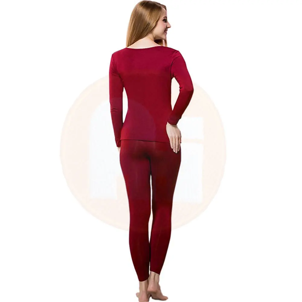 Women Long Johns Ultra Soft Long Top And Bottom 2 Pieces Set Breathable Stretch Thermal Under Wear For Women
