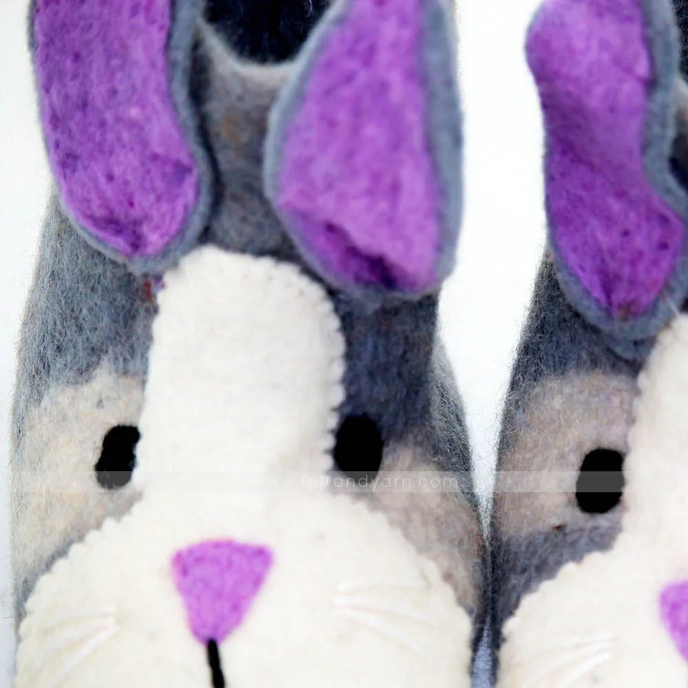 FSS-006 Rabbit Eared Eco-friendly Indoor Warm Felt Shoes and Booties New Zealand Wool felted by Skilled Women Artisans of Nepal
