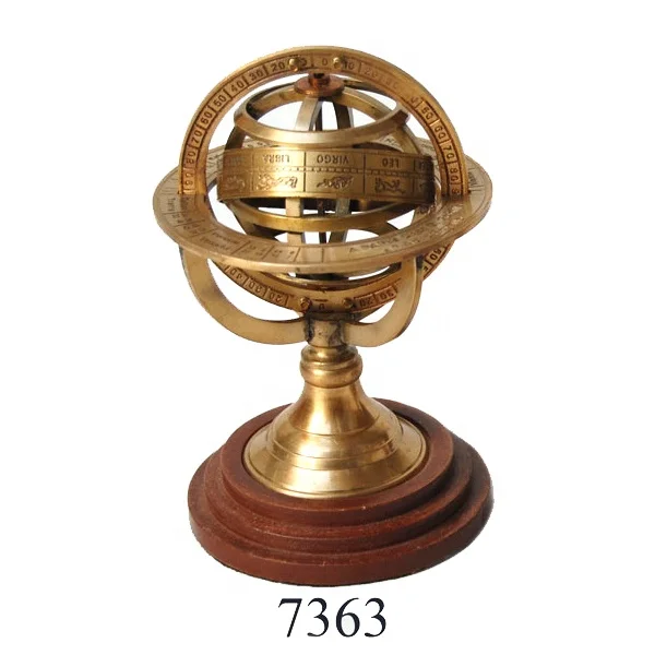 Nautical Armillary Brass Antique On Wooden Bas Customized nautical armillary manufacturers India