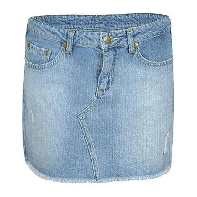 100% Cotton Y2K Style Tilt Light Denim Skirt with Zippered Fly Button Waist Belt Loops Mini Knee Length Plus Size Women Adults