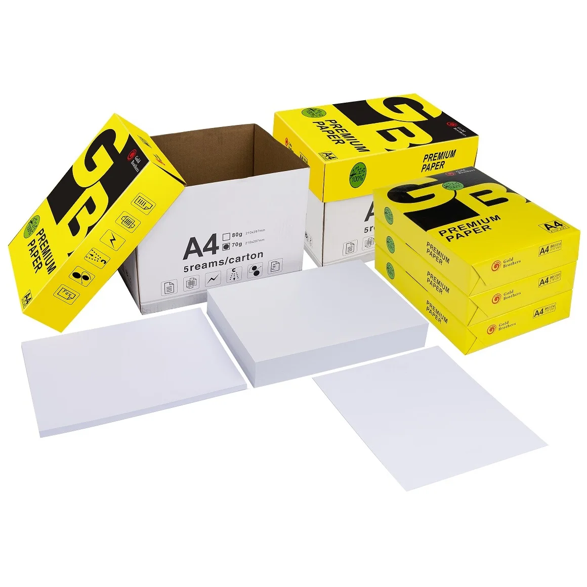 
Leading CHINA OEM Factory A4 Copy Paper 70GSM 80GSM Copier Copypaper 500 Sheets/Ream - 5 Reams/Box A4 Copy Paper 