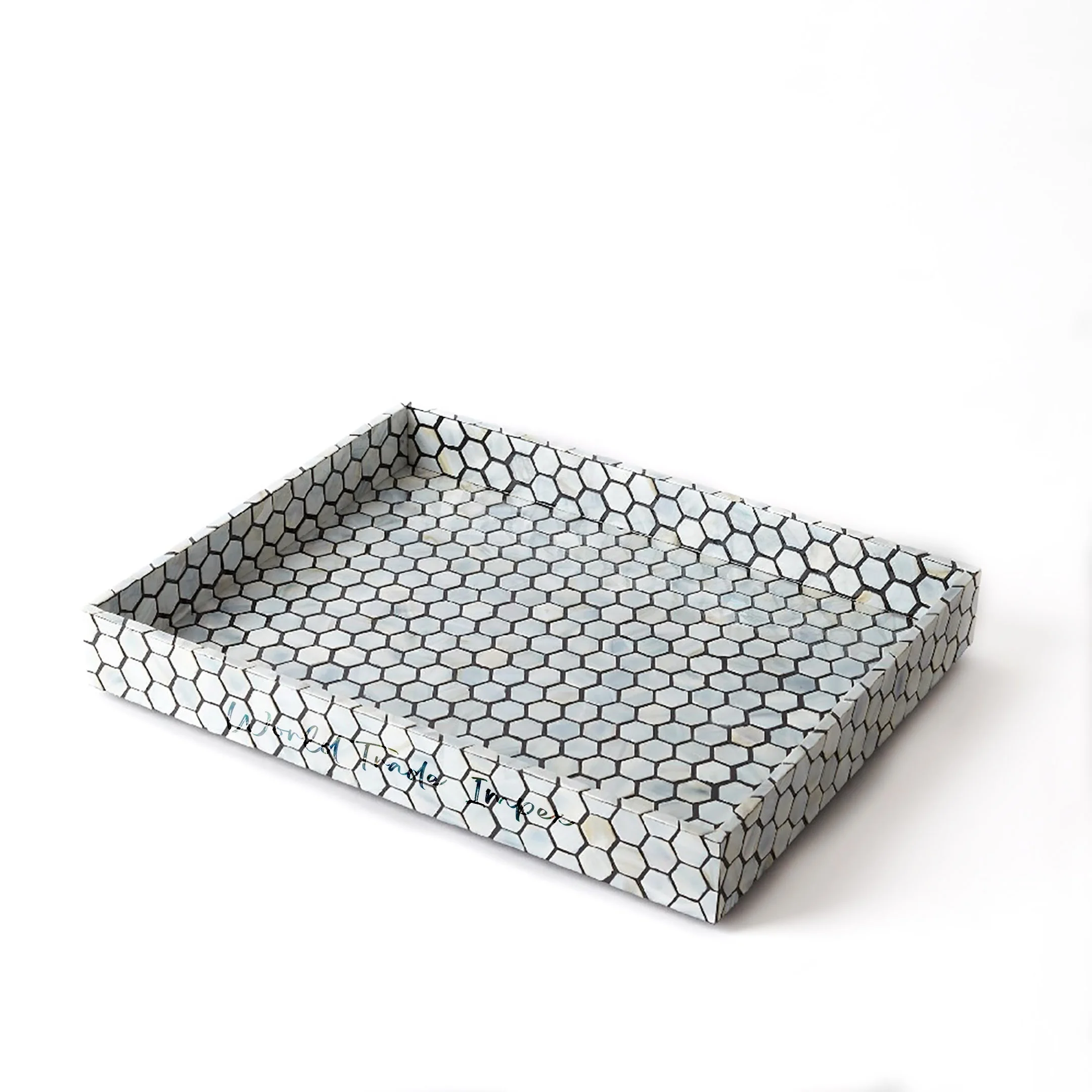 Старинный сервировочный поднос с костяной инкрустацией для роскошного отеля