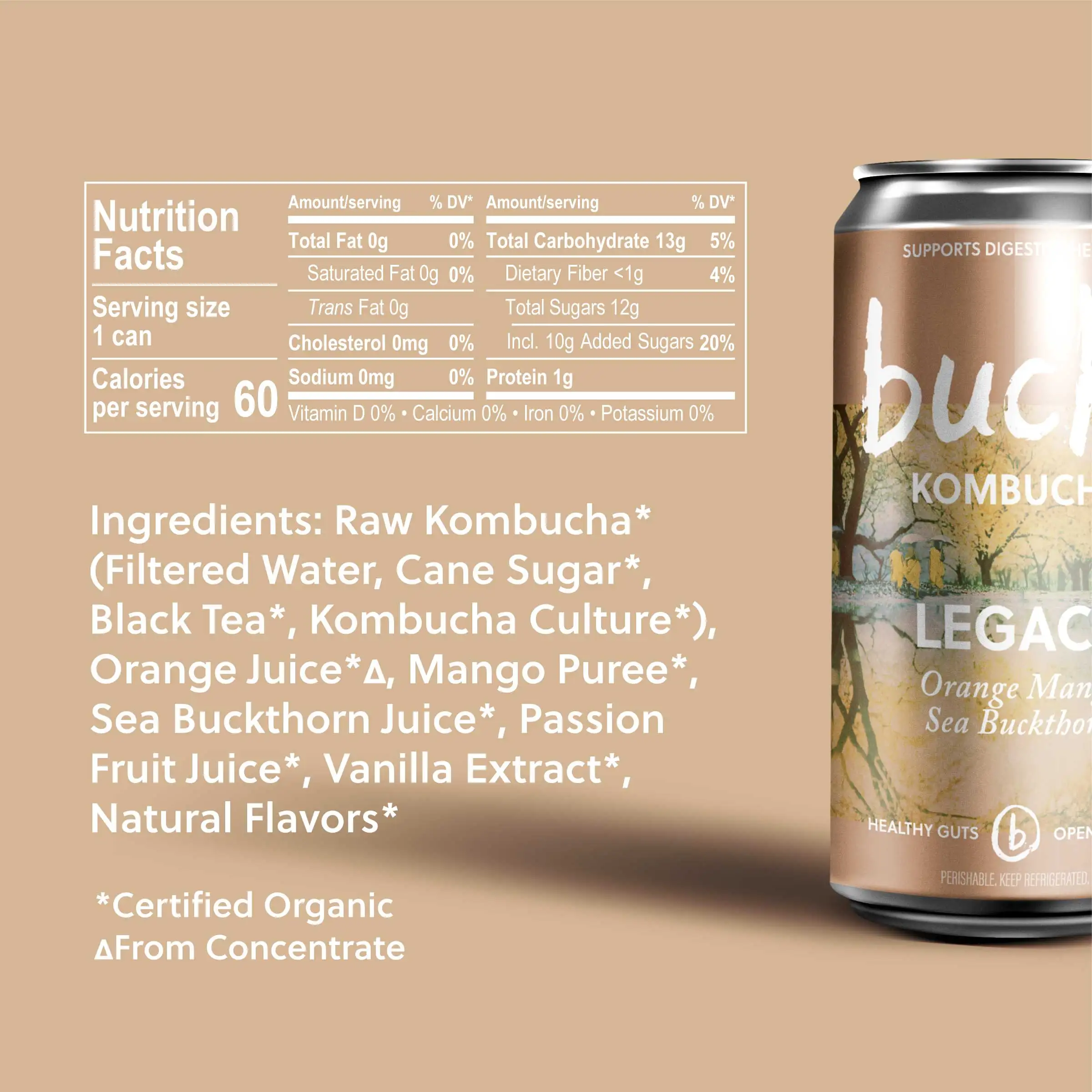 Buchi Kombucha 12/8oz Legacy апельсиновое манго море Buktborn органические Kombucha Can Премиум качество