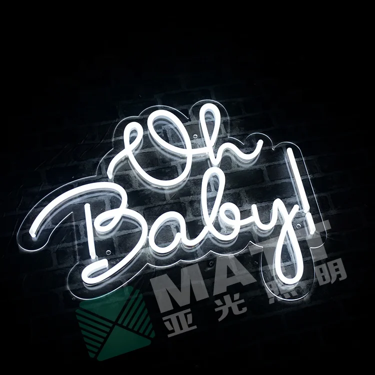 
Custom Led Neon Sign Matt Wedding Custom Name Silicone Neon Sign Letters Oh Baby NEON Light CAR Event & Party Office Shops PVC 
