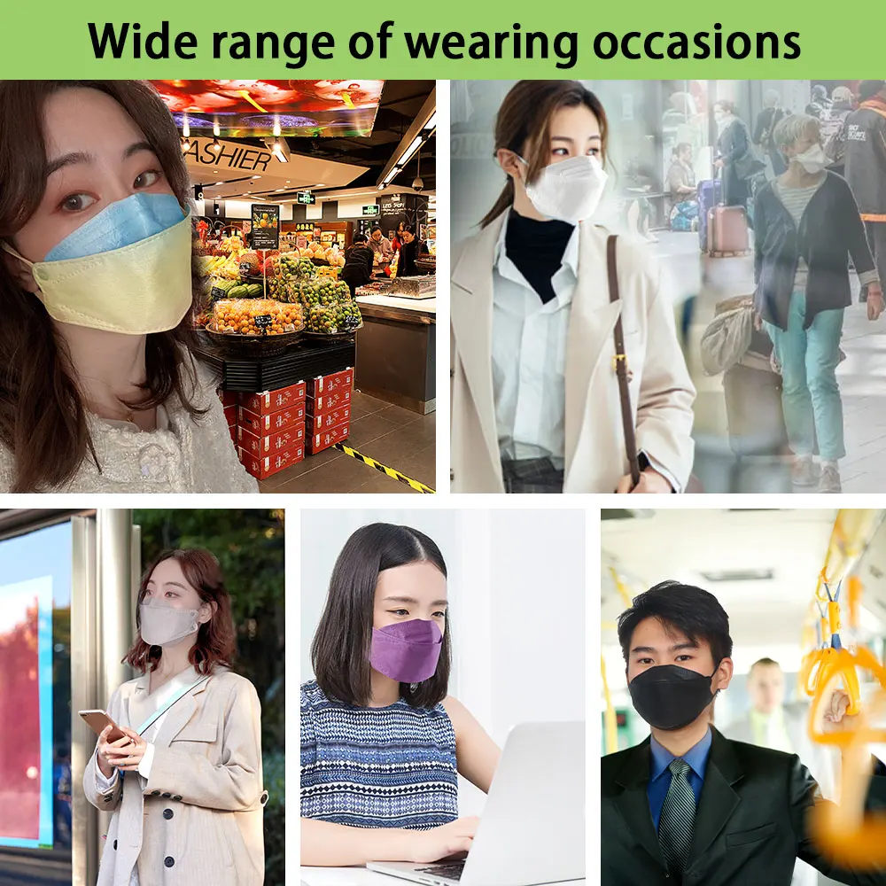 Andum Hot Selling Kf94 Mask Factory Wholesale White Gray Black Kf94mask Fashion Face Masks Disposable Fish Shape Facemask Masker