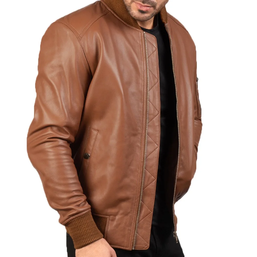 Red Color Genuine Leather Jacket Men Leather Jackets