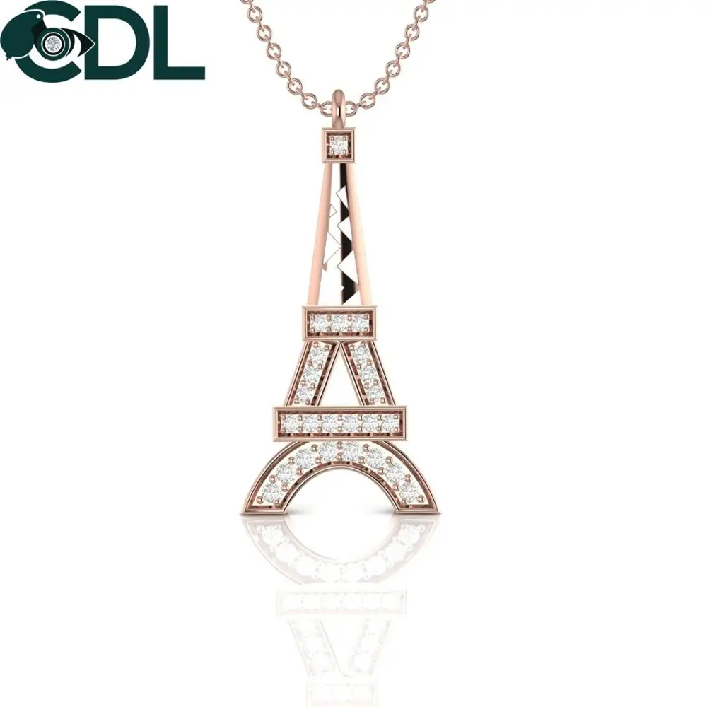 Eiffel Tower Shape Natural Diamond Pendant In 14kt White Yellow Rose Gold 2 Grams Jewelry