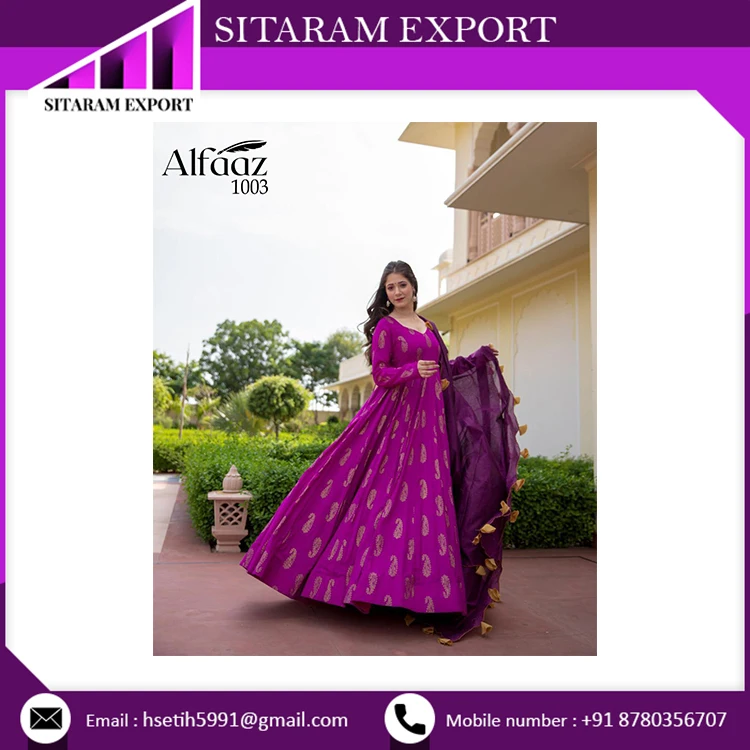 Best Stylish Women Muslin Gown With Designer Dupatta Buy at Lowest Price On Bulk Order