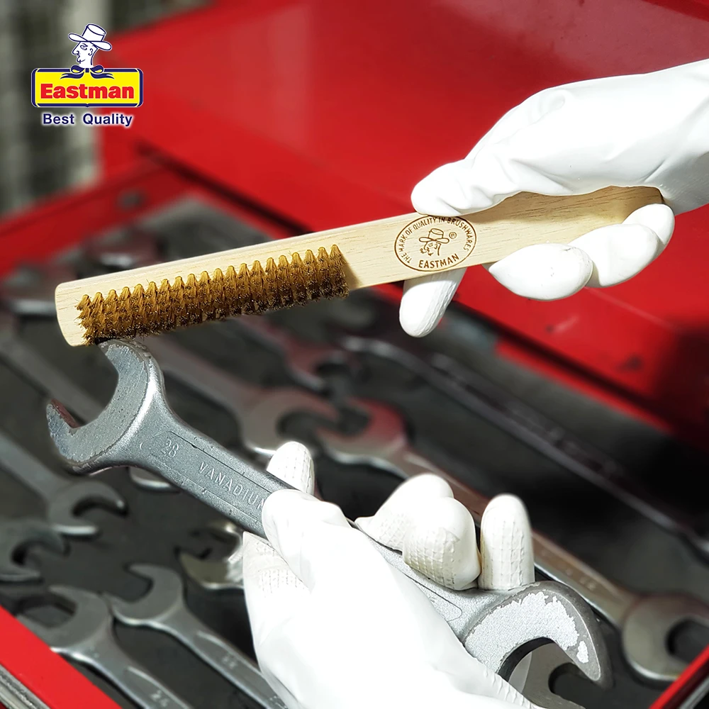 New Thailand Brass Wire Brush Eastman 5 Row Brass Wire Wooden Brush for Heavy Duty Cleaning