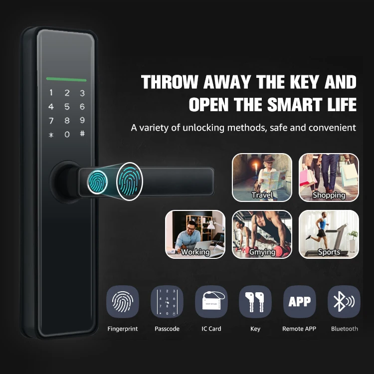 High Security Anti Theft Smart Door Lock Intelligent Electronic Fingerprint Wifi App Smart Lock For Hotel And Smart Home
