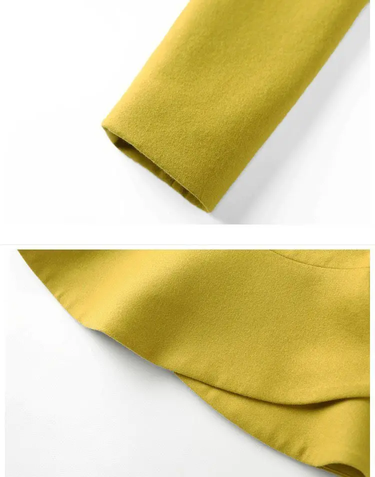 New Collection Winter Office Set For Lady Green Yellow Color Size Customized Skirt and Blouse with belt