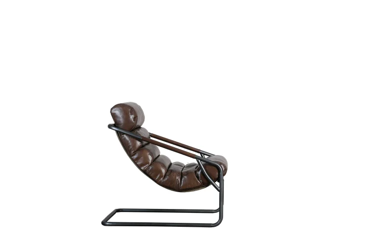 
Vintage Rustic Brown Genuine Leather , Industrial Antique British chaise lounge chair 