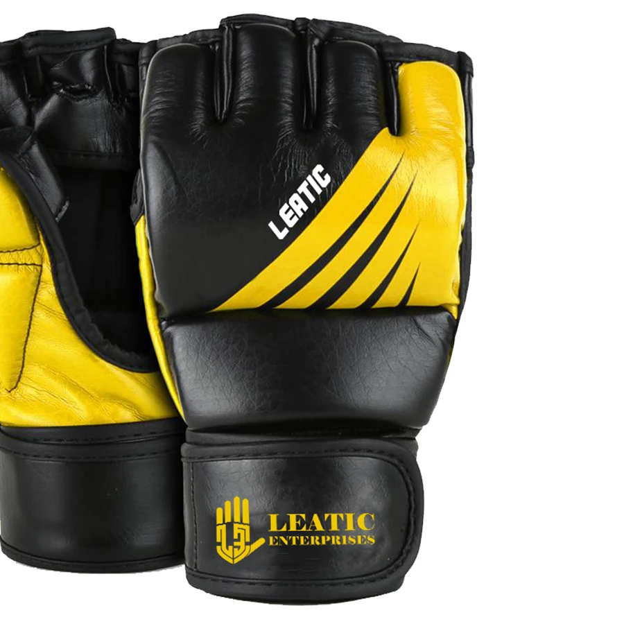 Leather MMA Gloves Boxing Gloves More Padding Fingerless Punching Bag Gloves for Kickboxing for Men Women