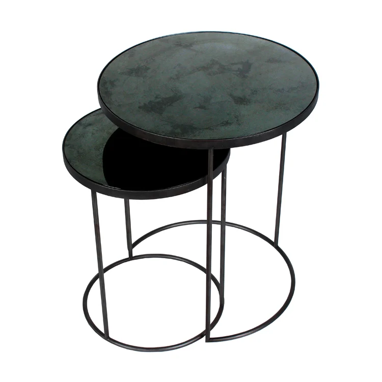 High Quality Classy Black Coffee Table With Mirror Top Small Fully Metallic Table Set Coffee Table Luxury Interior Decoration