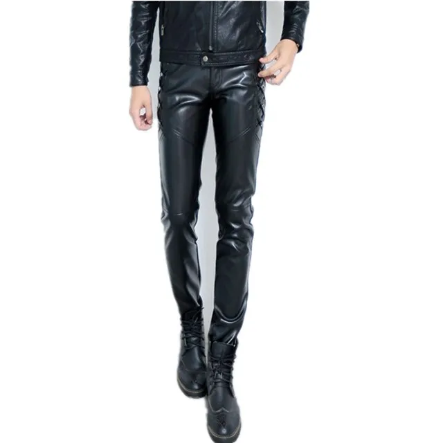  2021 оптовая продажа высококачественных мужских темно-черных брюк из искусственной кожи на заказ