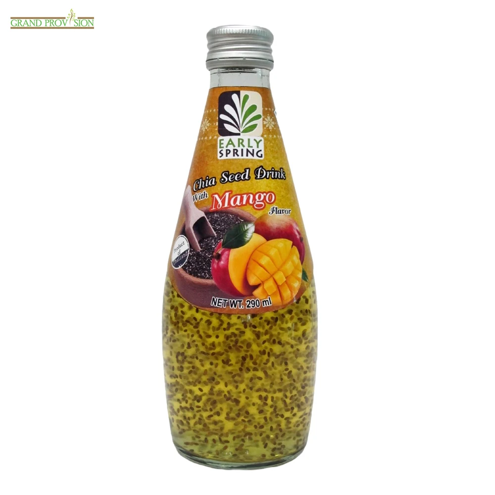 GMP HACCP Certification Chia Seed Drink with Mango Flavor Thailand Fruit Drink Export by Thai Manufacturer