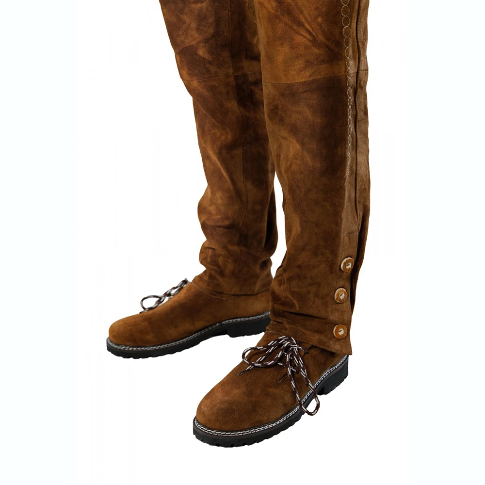 Slim Fit Deer Leather Shorts With Suspenders Belted Custom Logo Bavarian Shorts Pakistani Shorts For Youth