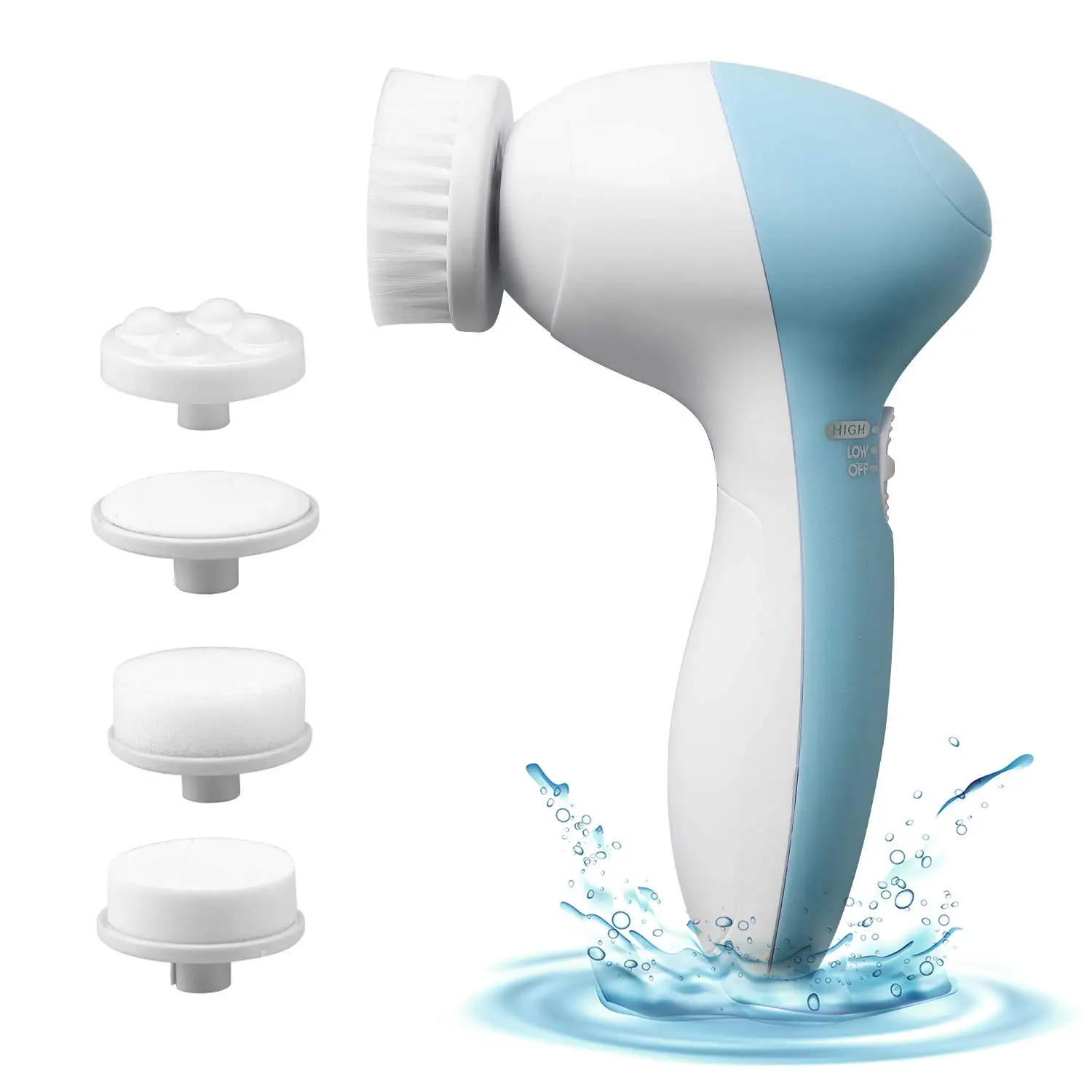 Private label 5 in 1 Blue Electric Face Cleanser Brush with Massage Function