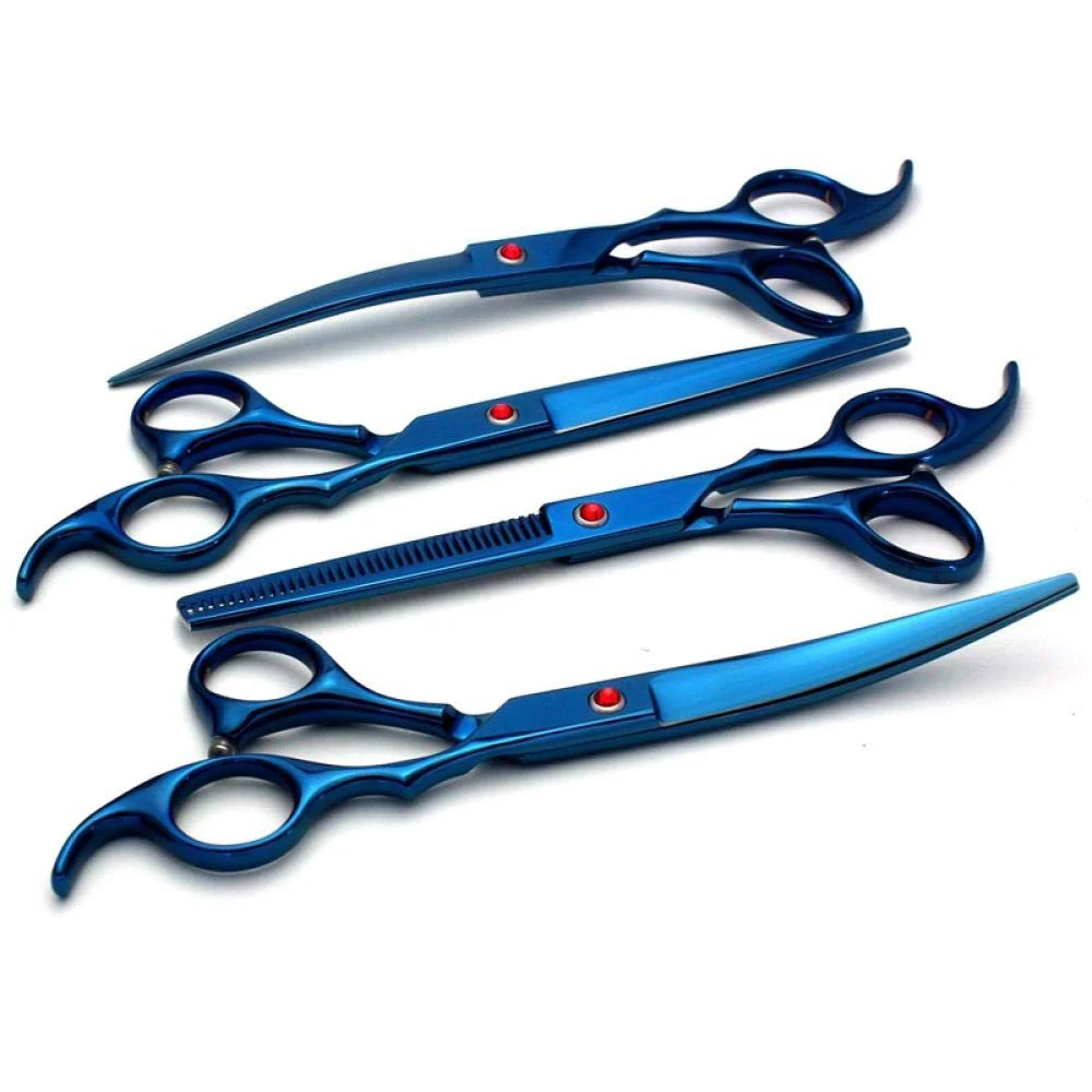 
Pet Shear Dog Grooming Scissors Set Straight Curved Thinning Shears Sharp Edge Animals Hair Cutting Tools 