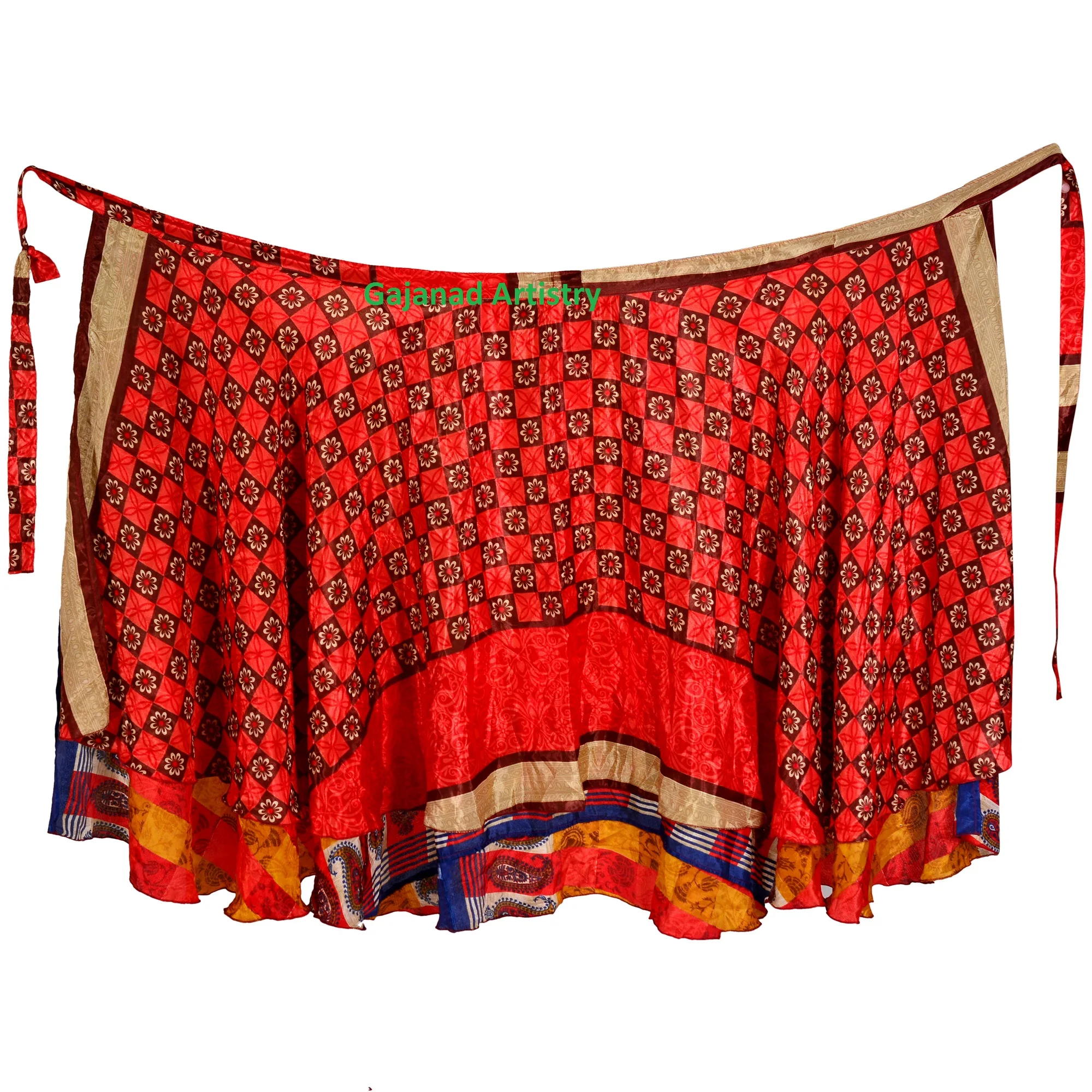 Индийские шелковые длинные юбки в стиле бохо длинная юбка хиппи двухслойная Волшебная Двусторонняя винтажная шелковая юбка-сари с запахом