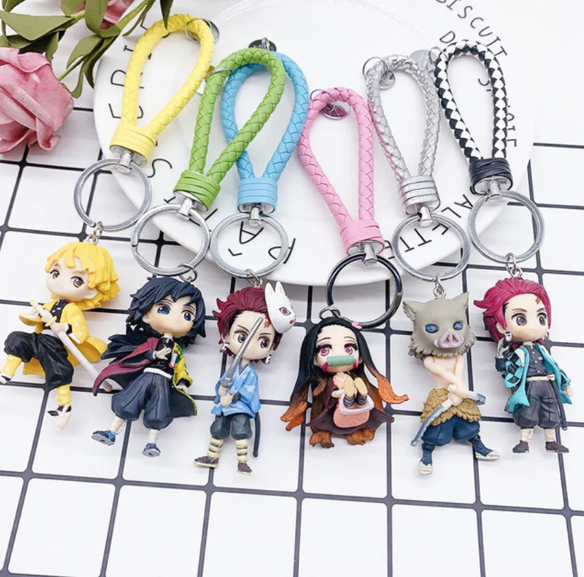 
Anime Demon Slayer Keychain Fashion Key Ring 3D Figure Key Chain Charm Key Holder 